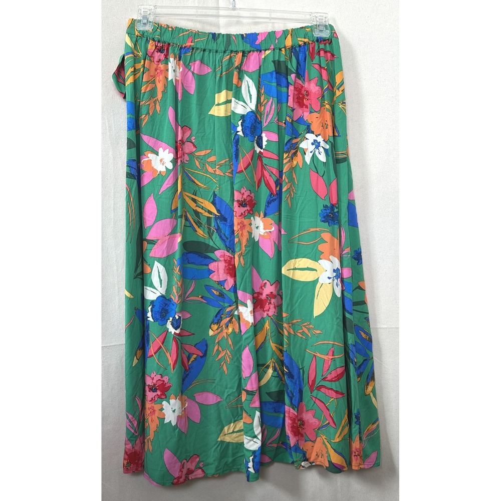 J.Crew Resortwear Cruise Hawaiian Floral Faux Wrap Midi Skirt Size M Tie Waist - Picture 6 of 11